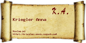 Kriegler Anna névjegykártya