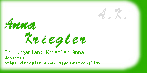 anna kriegler business card